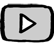 Black and white YouTube video player icon, displaying a play symbol inside a rectangular outline.